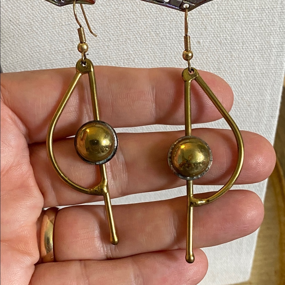 Vintage Artisan Gold Dangle Earrings